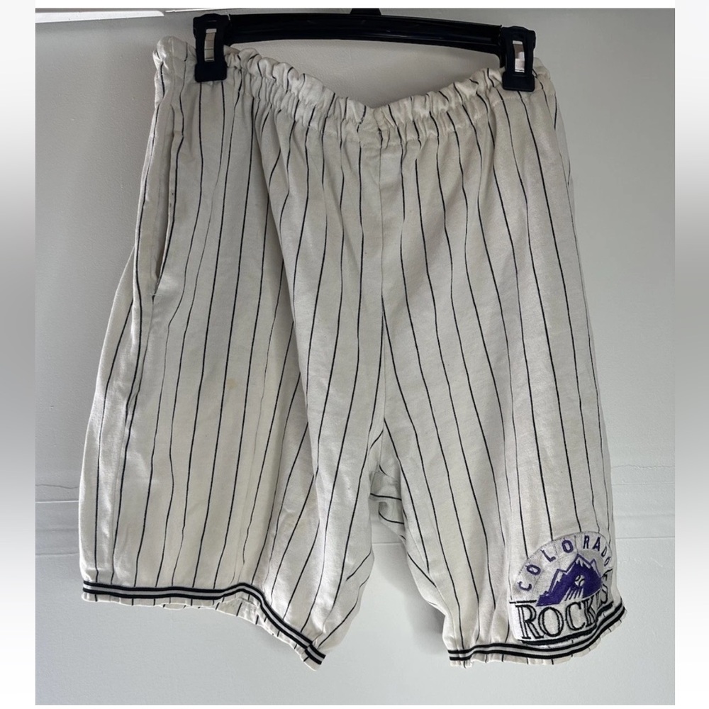 Men's Vintage Colorado Rockies White Pinstripe Shorts Sz L/XL.